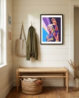 Kobe Bryant pop art framed in a relaxed room thumbnail