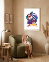Nipsey Hussle pop art portrait framed in a tender room thumbnail