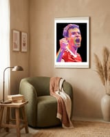 Thomas Muller art framed in a tender room thumbnail