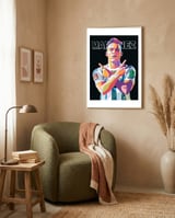 Lautaro Martinez art framed in a tender room thumbnail