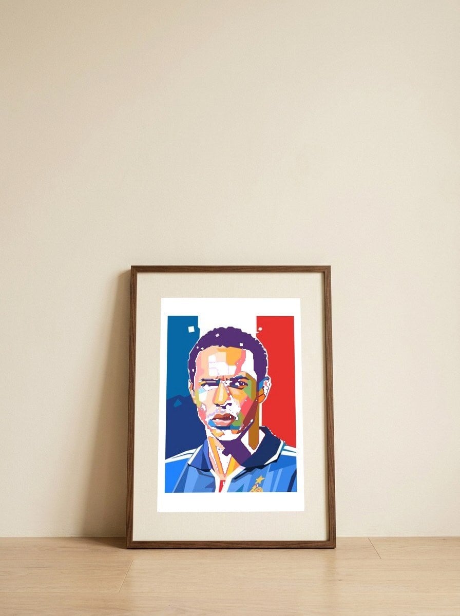 Thierry Henry art — framed, leaning against the wall