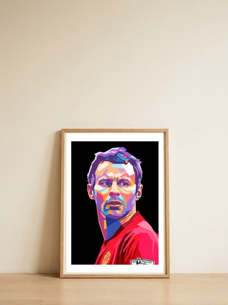 Ryan Giggs pop art — framed, leaning against the wall
