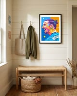 Zlatan Ibrahimovic pop art framed in a relaxed room thumbnail