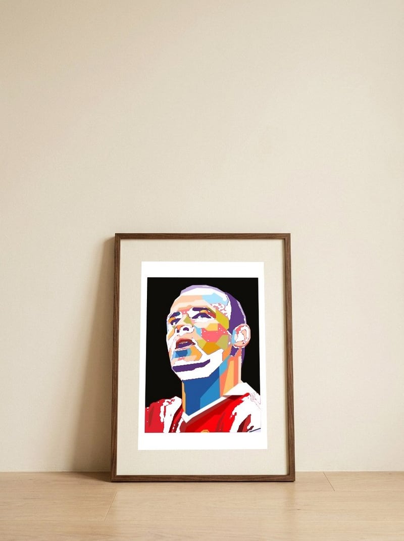 Wayne Rooney art — framed, leaning against the wall