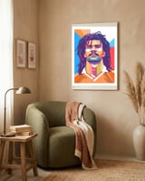 Ruud Gullit pop art portrait framed in a tender room thumbnail