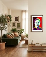 Beautiful Javanese Actress Wolly Sutinah Art WPAP framed in a grounding room thumbnail