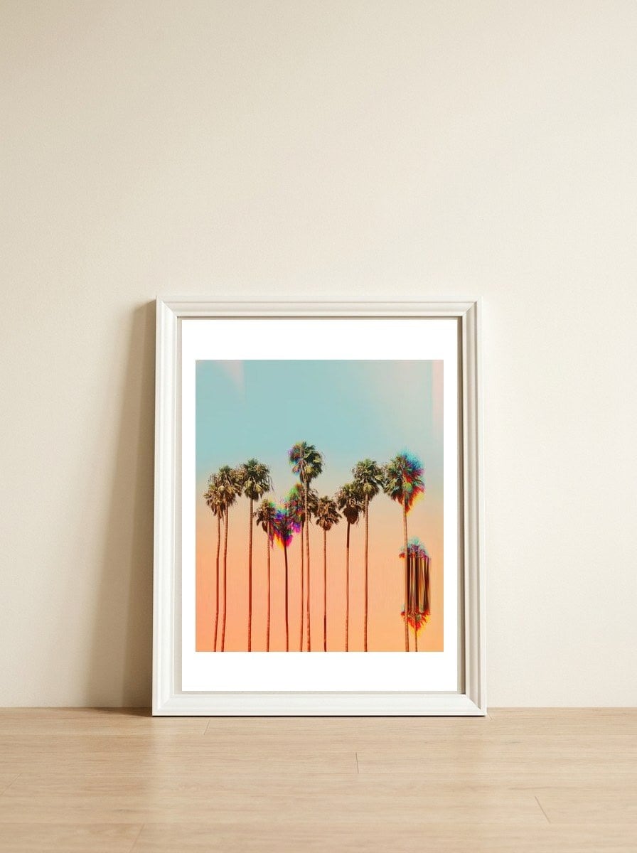 Glitch Beach — framed, leaning against the wall