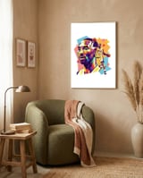 Kobe Bryant pop art portrait framed in a tender room thumbnail