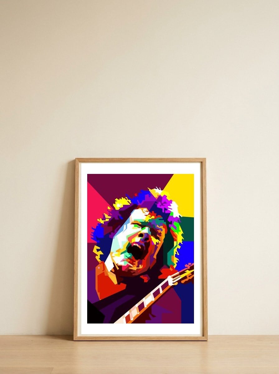 gary-moore-blues-singer-guitarist-pop-art-wpap-1 — framed, leaning against the wall