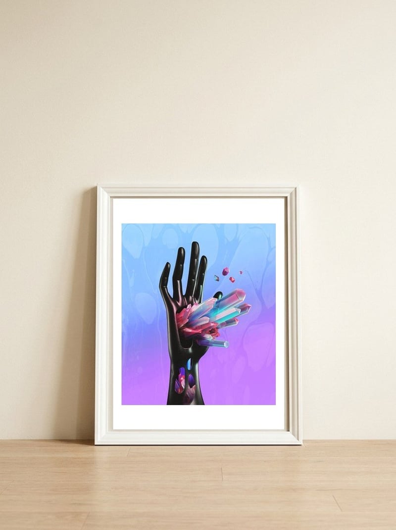 Mystic — framed, leaning against the wall