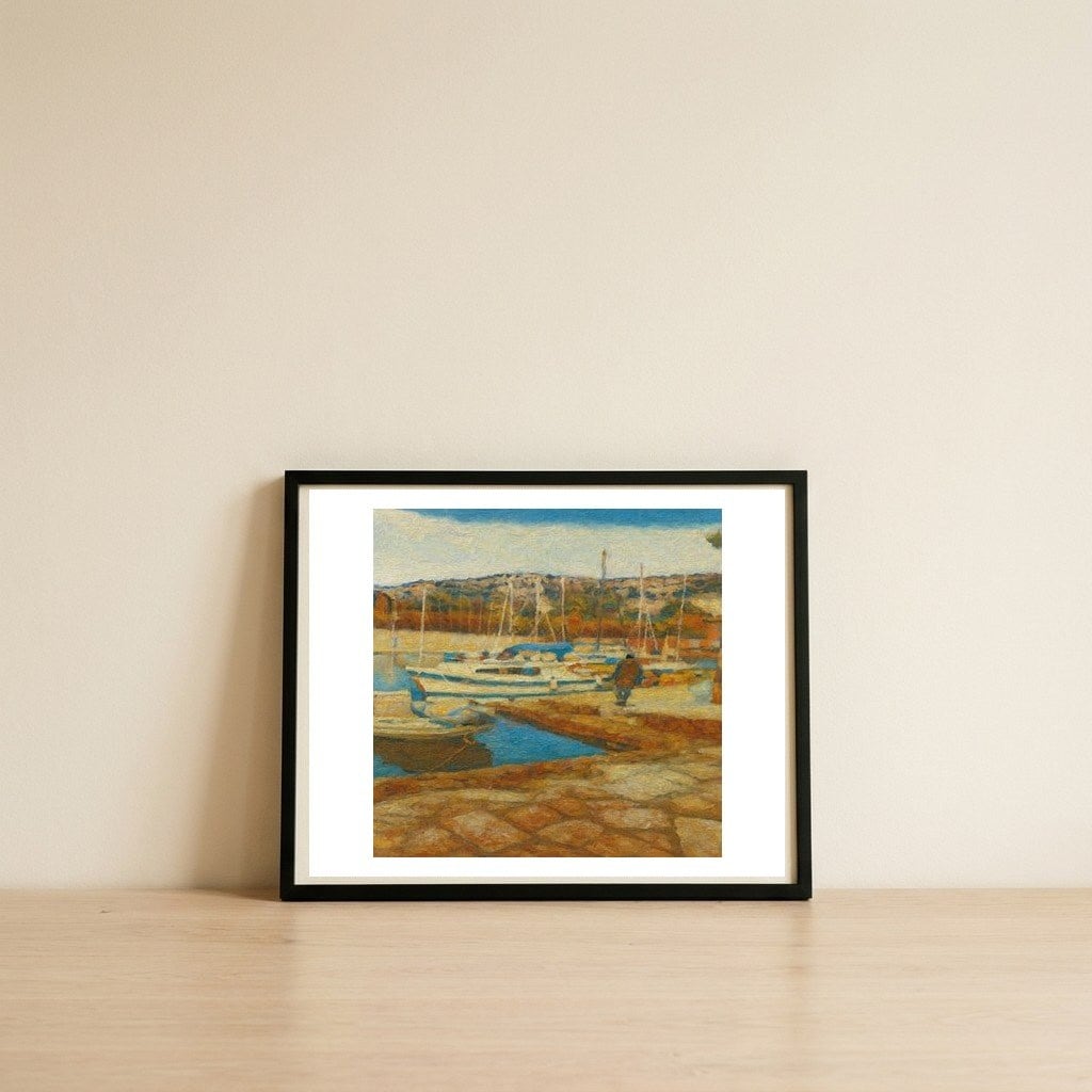 tranquility-harbor-1 — framed, leaning against the wall