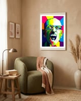 Chester Bennington Lingkin Park Pop Art Wpap framed in a tender room thumbnail