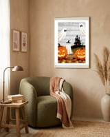 Spooky Halloween Ghost Pumpkin framed in a tender room thumbnail