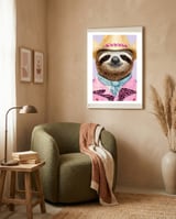 Sloth Wild Cowboy fashion framed in a tender room thumbnail