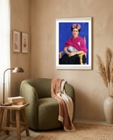 Frida Kahlo Portrait Illustration framed in a tender room thumbnail