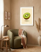 Kiwi Slice, Watercolor Fruit, Fresh Green Art framed in a tender room thumbnail