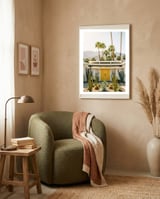Palm Springs Mid-Century Modern Art, Desert Vibe Architecture, Retro Aesthetic Travel framed in a tender room thumbnail
