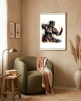 Viking Warrior Woman Watercolor Portrait framed in a tender room thumbnail