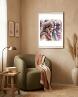 Tuareg Women Procession Watercolor framed in a tender room thumbnail