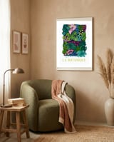 La Botanique, Botanical Garden, Colorful Jungle Print, Boho FLower Market framed in a tender room thumbnail