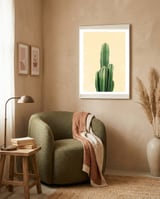 Tall Cactus, Minimal Desert Saguaro Art framed in a tender room thumbnail