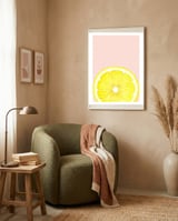 Lemon Slice, Fresh Citrus Kitchen Summer Art framed in a tender room thumbnail