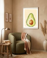 Avocado Half, Fresh Food Kitchen Art framed in a tender room thumbnail