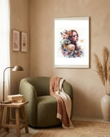 Butterfly Muse Watercolor Portrait framed in a tender room thumbnail