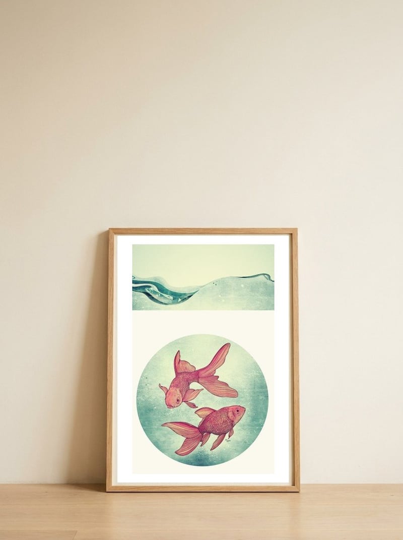 Goldfishes — framed, leaning against the wall