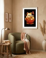 Ramen Cute Cat framed in a tender room thumbnail