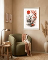 Deer Japanese framed in a tender room thumbnail