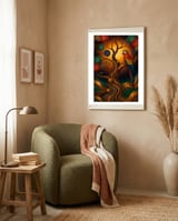Parrot in Retro Contemporary Aesthetics framed in a tender room thumbnail