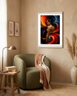 The Beauty of a Woman in an Exotic Pose framed in a tender room thumbnail