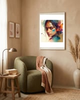Butterfly Whisper Hindu Portrait framed in a tender room thumbnail