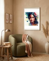 Azure Butterflies Hindu Portrait framed in a tender room thumbnail
