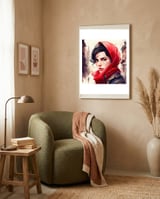 Modern Little Red Riding Hood framed in a tender room thumbnail