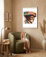 Watercolor Carnival Venetian Mask Woman framed in a tender room thumbnail