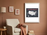 USA Map of Alien First Contacts in Movies framed in a tender room thumbnail