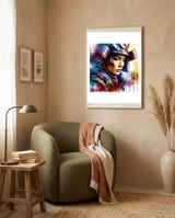 Samurai Asian Warrior Woman Portrait framed in a tender room thumbnail