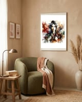 Phoenix Spirit Asian Warrior Portrait framed in a tender room thumbnail