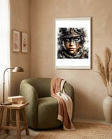 Warrior Woman With Aviator Goggles framed in a tender room thumbnail