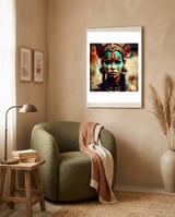 Armored Warrior Woman Portrait framed in a tender room thumbnail