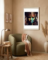 Midnight Warrior Woman Portrait framed in a tender room thumbnail