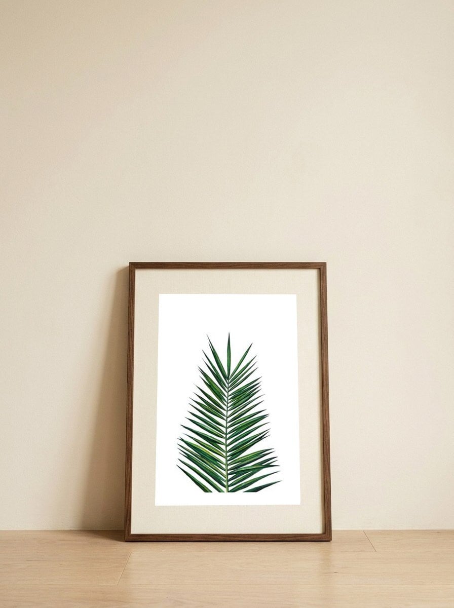 Palm Leaf — framed, leaning against the wall