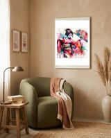 Vibrant Geisha With Rainbow Hand Fan framed in a tender room thumbnail