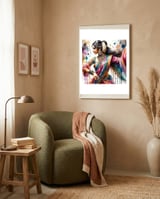 Hindu Woman Dancer With Jewelry And Sari framed in a tender room thumbnail