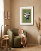 Striped Bird Pair framed in a tender room thumbnail