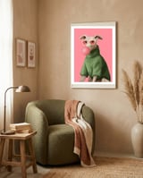 Bubblegum Pup framed in a tender room thumbnail