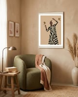 Woman With Birds And Zebra Pattern Dress framed in a tender room thumbnail