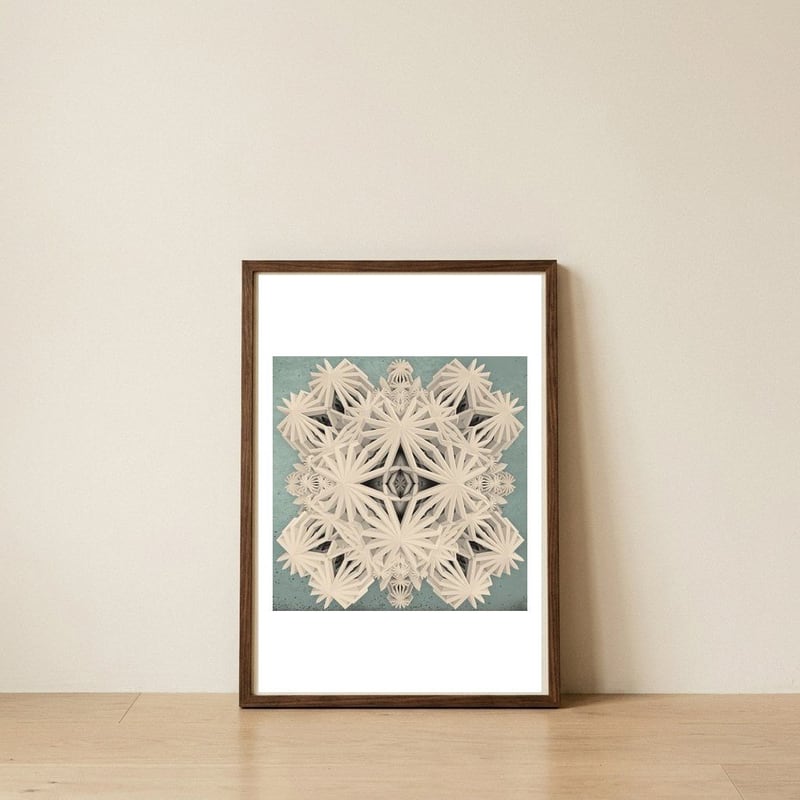 Ancient Calaabachti Filigrane — framed, leaning against the wall